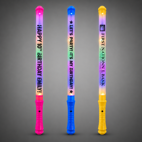 CUSTOMIZED LED Magic Wands | 18" Bright LED Wand with Multicolored LEDs for Parties, Weddings, and Promotions