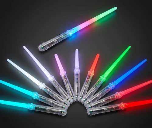 Color-changing LED light saber showing multiple blade colors