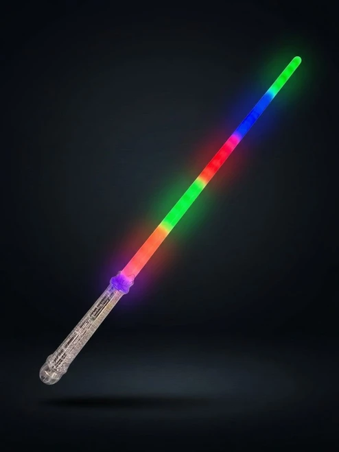 Customized color-changing LED light saber with personalized 'Use the Force Maya' text on the blade