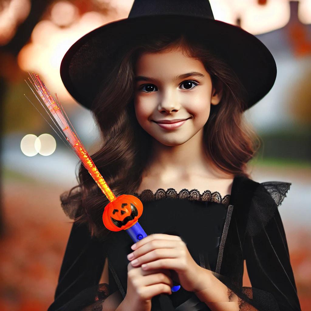 16in Pumpkin Fiber Optic Wand | Halloween LED