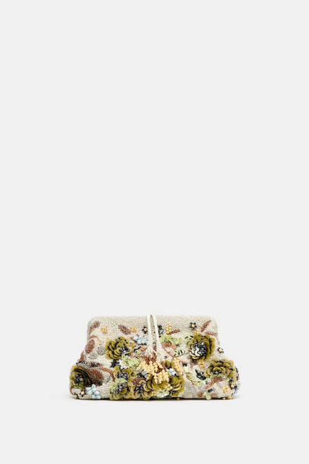 BEADED PRINTED POUCH