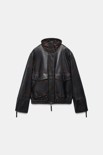 100% LEATHER BOMBER JACKET