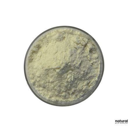 clear glass dish filled with fine, light yellow/creamish  Goat Milk Powder, showcasing its smooth texture and creamy appearance. The Natural Bulk Supplies logo is visible in the bottom corner, emphasizing product quality and authenticity. clear glass dish filled with fine, light yellow/creamish  Goat Milk Powder, showcasing its smooth texture and creamy appearance. The Natural Bulk Supplies logo is visible in the bottom corner, emphasizing product quality and authenticity.