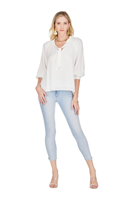 RUCHED NECK BLOUSE