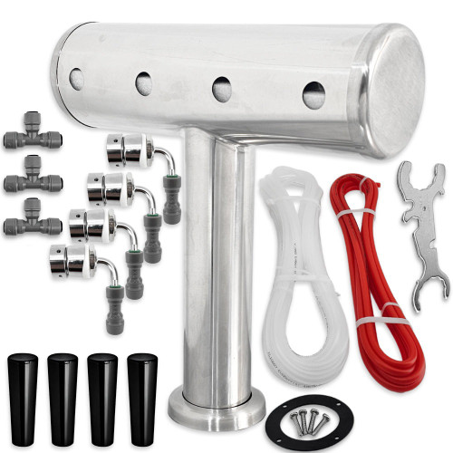 4 Tap T-Bar Brushed Stainless Font Kit