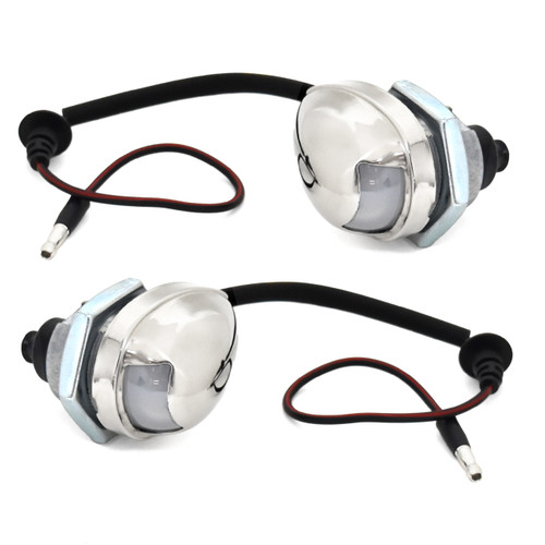ACP License Plate Light Assembly & Pigtail Chrome Pair [FL-BL001]