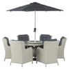 Bramblecrest- Chedworth High Back 6 Seat Dining Set with Parasol  Bramblecrest- Chedworth High Back 6 Seat Dining Set with Parasol