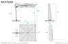 Kettler Luna 3x3M Square Cantilever Parasol With Side Tilt Granite Base & Night Cover (NI & ROI Delivery Only)