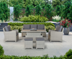 Kettler Palma Signature Sofa Set Whitewash(Weatherproof Cushions) with High/Low Aluminium Slat table-Local Delivery Only Kettler Palma Signature Sofa Set Whitewash(Weatherproof Cushions) with High/Low Aluminium Slat table-Local Delivery Only