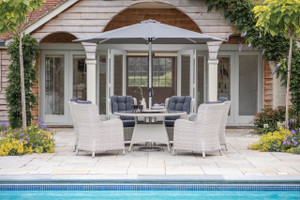 Bramblecrest- Chedworth High Back 6 Seat Dining Set with Parasol Bramblecrest- Chedworth High Back 6 Seat Dining Set with Parasol
