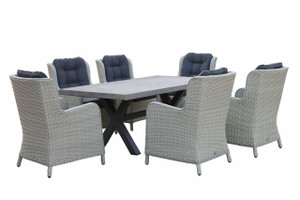 Bramblecrest- Chedworth High Back 6 Seat Dining Set with Ceramic Rectangle Table Bramblecrest- Chedworth High Back 6 Seat Dining Set with Ceramic Rectangle Table