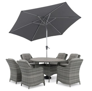 Kettler Lomond 6 Seat Elptical Dining Set Inc Parasol & Base (NI & ROI Delivery Only)