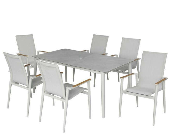 Bramblecrest Sofia 6 Seat Dining Set With Parasol And Base Grey (NI & ROI Delivery Only)