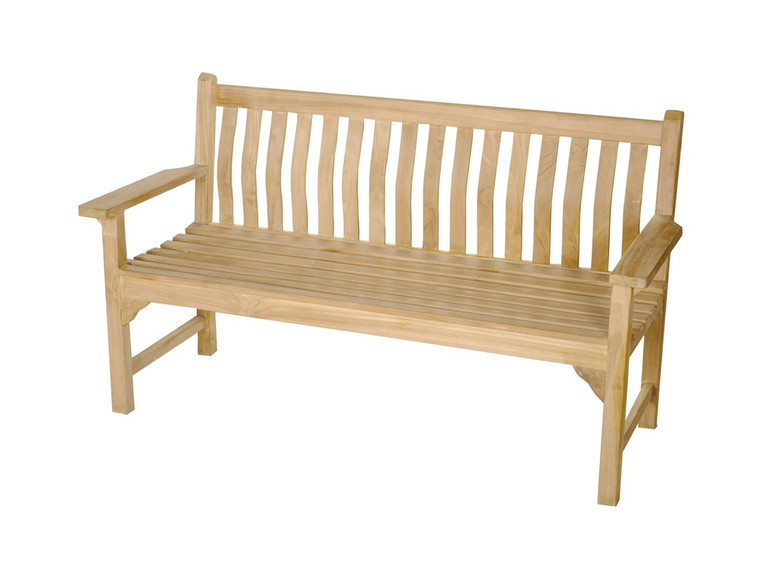 Bramblecrest Teak 3 Seat Bench with Curved Back & Flat Arms