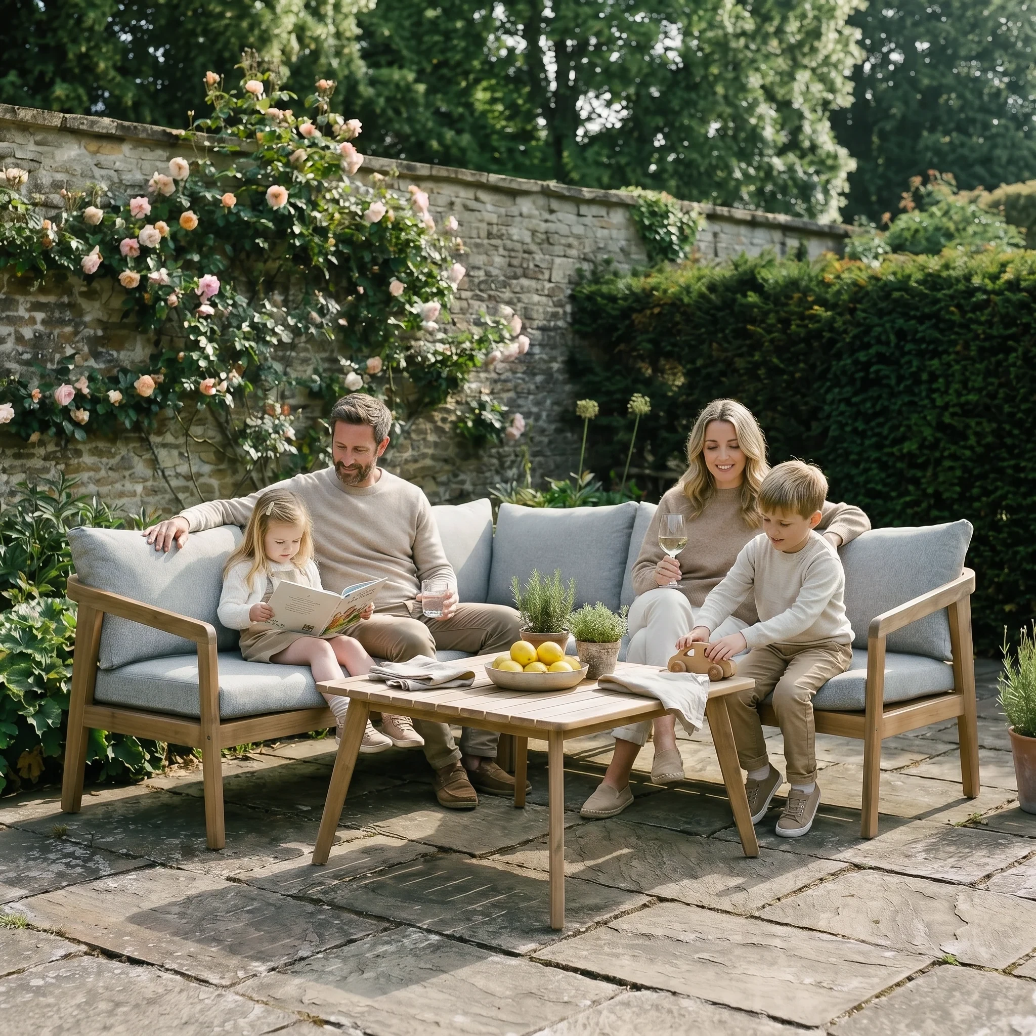 Family enjoying an outdoor living space