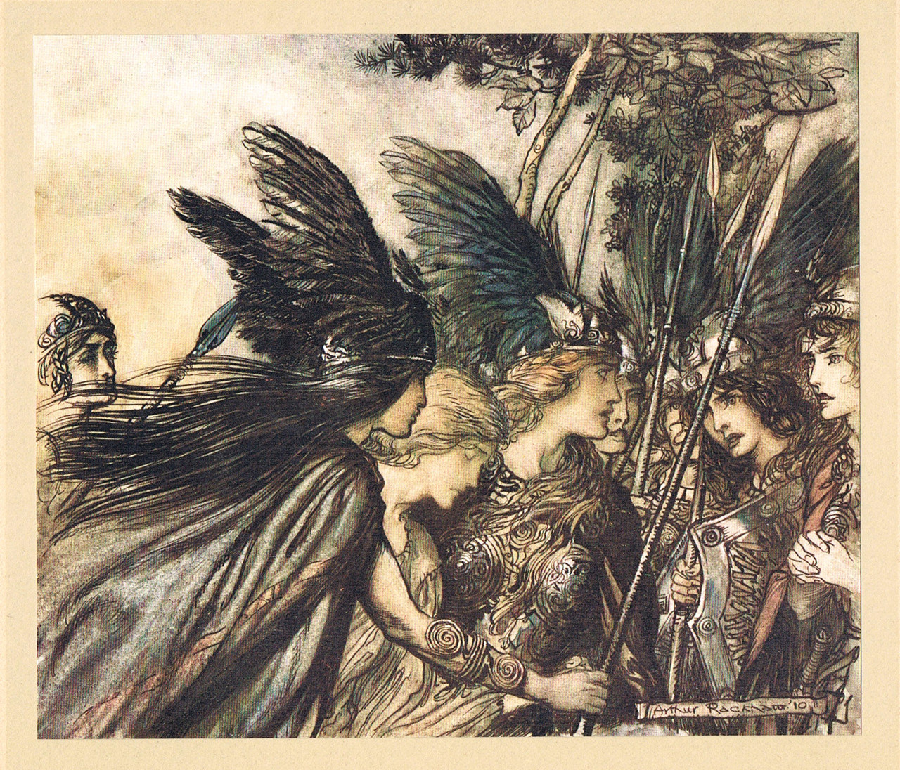 Brunhilde, I flee for the first time and am pursued - Arthur Rackham ...