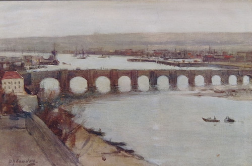 Vintage print of Berwick Bridge by D Y Cameron - published 1912