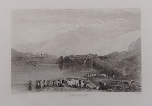 Antique print of Skiddaw, Cumberland - published 1832