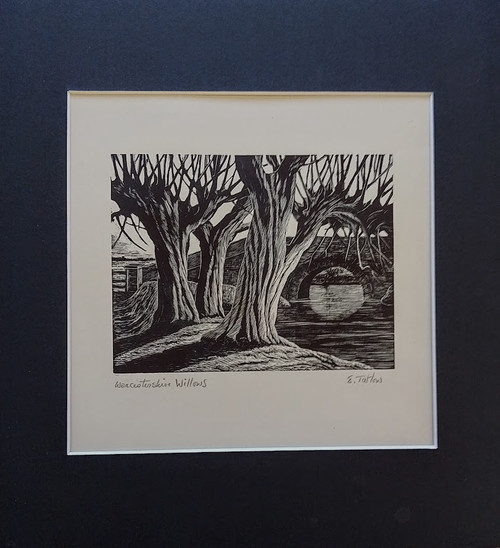 "Worcestershire Willows" - signed woodcut by artist E. Tatlow "Worcestershire Willows" - signed woodcut by artist E. Tatlow