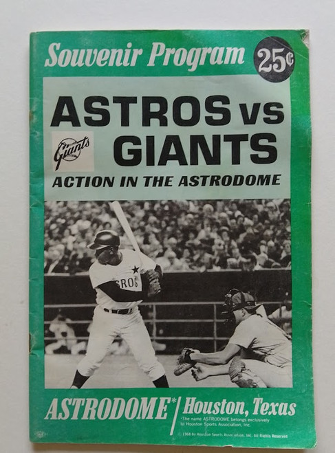 Vintage sports program - 'Astros versus Giants' at the Astrodome, Houston, Texas - 1968