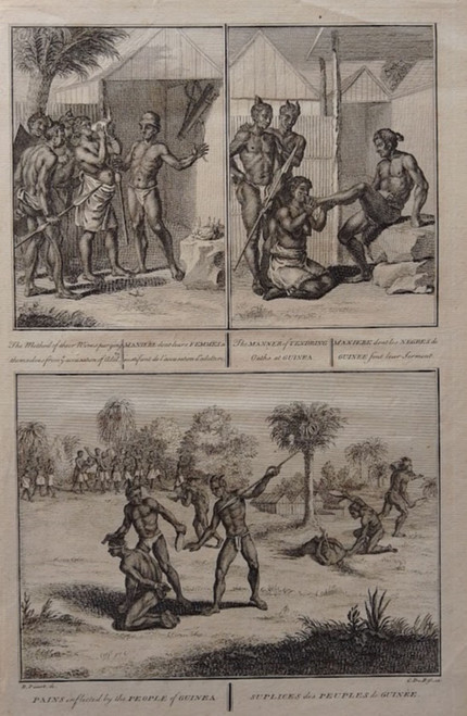 18th century copper engraved prints by Bernard Picart - Pains inflicted by the People of Guinea