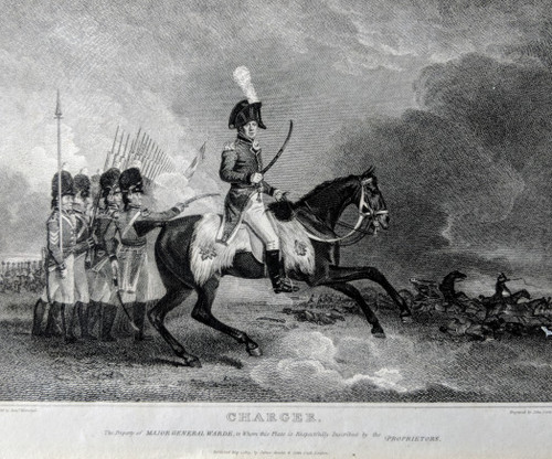 'CHARGER' - BATTLE OF CORUNNA - antique print, 1809