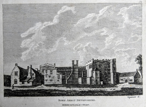 Antique print of Ford Abbey, Devonshire = published 1783