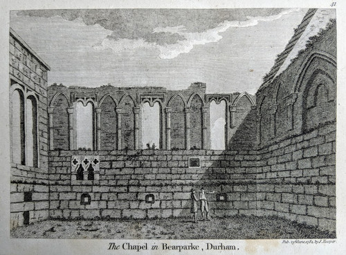 Antique print of The Chapel, Bearparke, Durham - published 1784
