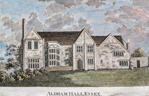 Antique print of Aldham Hall, Essex - published 1790