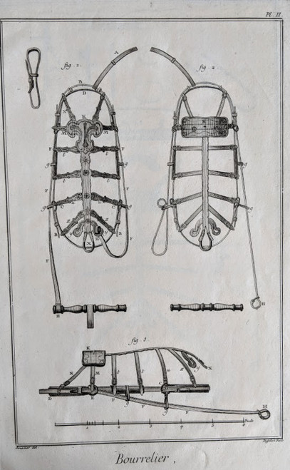 antique print, French, 1760's -  BOURRELIER (Harness Maker)