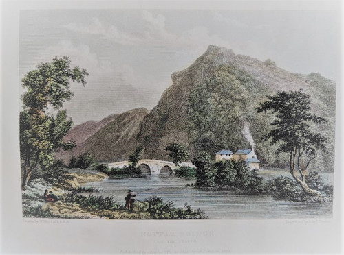 Antique print of Nottar Bridge on the Lynher, Cornwall - published 1829