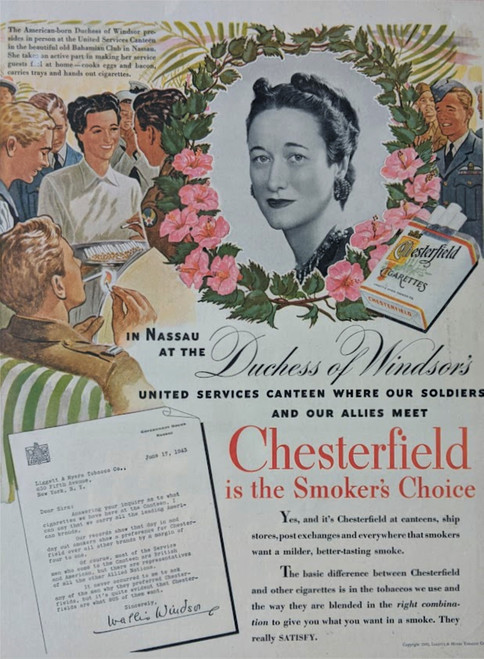 SOLD  -  (1943 ADVERTISEMENT FOR CHESTERFIELD CIGARETTES)