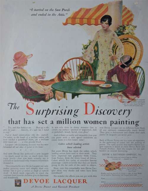 1928 original advertisement for DEVOE LACQUER