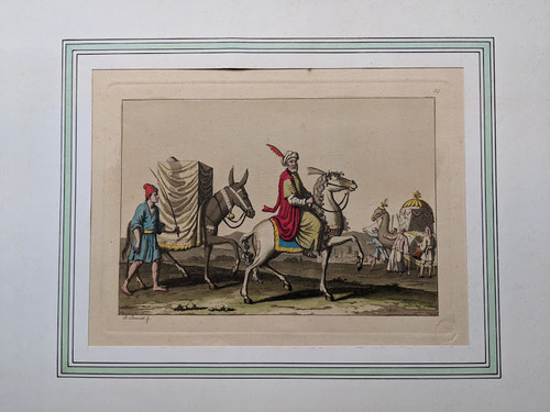 Rare Italian Antique Print, 1827 - TATARS COSTUME, UZBEKISTAN