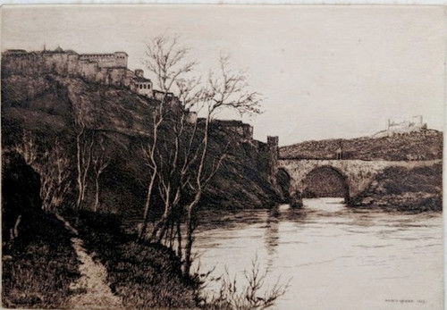 SOLD - 'The Bridge of Alcantara', signed etching, 1889  - Henry MacBeth Raeburn