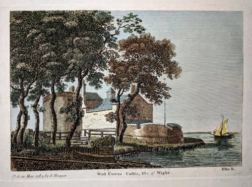 Antique print of West Cowes Castle, Isle of Wight - copper engraved, published 1784