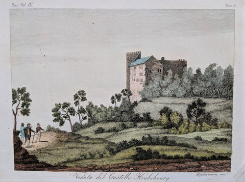 Antique print of Veduta del Castello, Habsbourg, Switzerland - published 1837