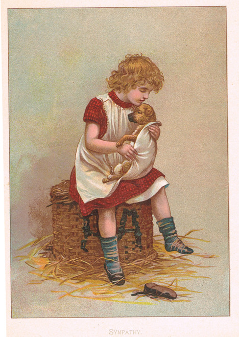 Vintage children's print, 1887 - "Sympathy" by Harriet Mary Bennett