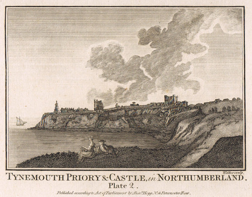Antique print of Tynemouth Priory & Castle, Northumberland - published c 1786