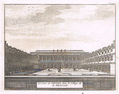 Antique print, 1707 - Trinity College, Cambridge