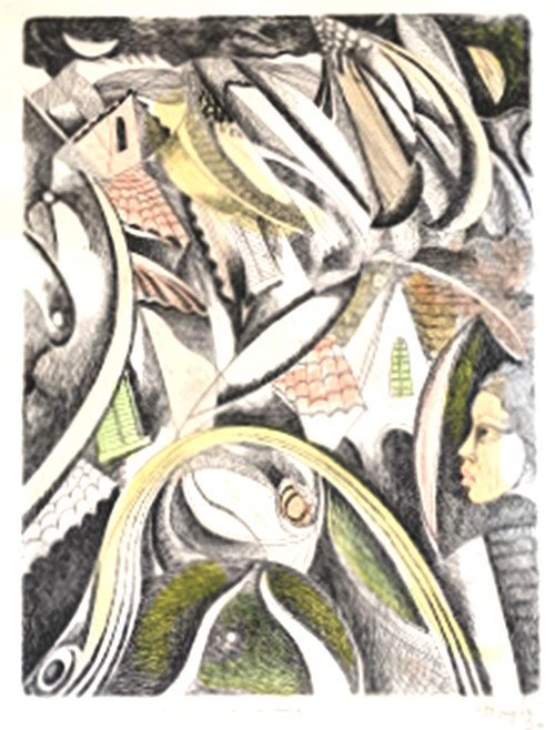 Alfonso Borghi - Colonata (signed lithograph)