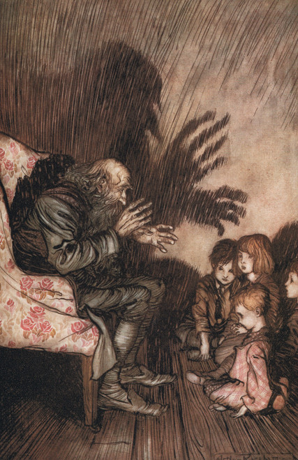 Vintage Print: "The Story Teller", from 'Rip Van Winkle' (Arthur Rackham illustration, 1910)