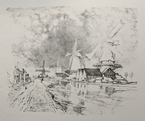 'THE WINDMILLS' - signed Lithograph (1904) by Joseph Pennell