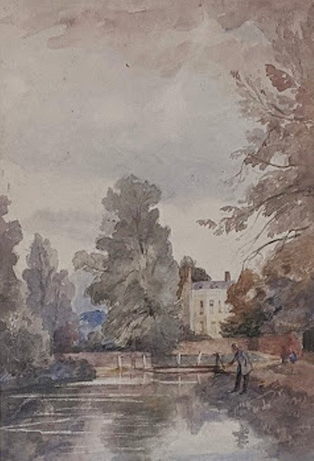 Original framed watercolour painting by Thomas Churchyard - "A Gentleman fishing a stream"