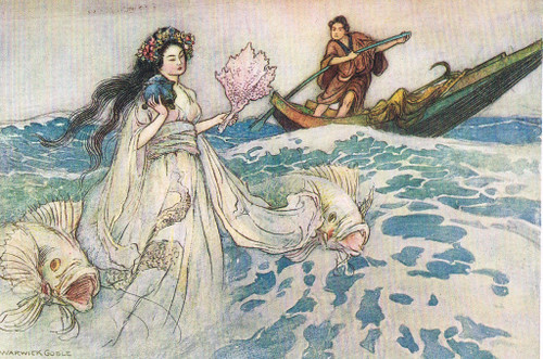'Urashima' by Warwick Goble for 'Green Willow' - VINTAGE PRINT 1910
