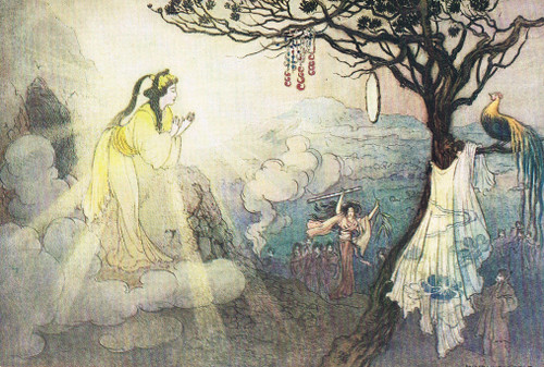 'The Matsuyama Mirror' by Warwick Goble for 'Green Willow' - vintage print 1910