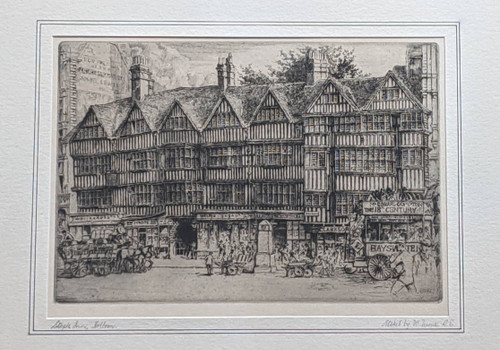 Staple Inn, Holborn - signed etching by William Monk, dated 1907
