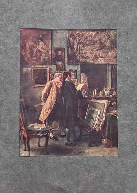 The Print Collector: a nostalgic invocation refined French life before the Revolution.
Vintage print, published 1920s
