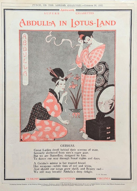 "Abdulla in Lotus Land" - 1927 original advertisement for Abdulla 'Superb Cigarettes'