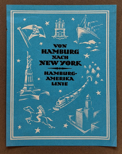 1922 travelling sticker - VON HAMBURG NACH NEW YORK